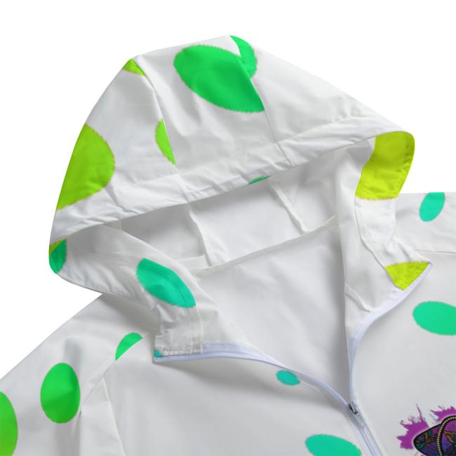 Preview: Leichte Regenjacke Chiquito – Popart Hundemotiv, 100 % Polyester, Unisex, Mix, Mischling, Ratonero Bodeguero Andaluz